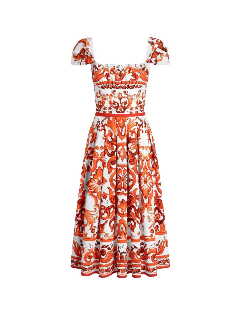 Dolce & Gabbana Women Poplin Dress With Majolica Print