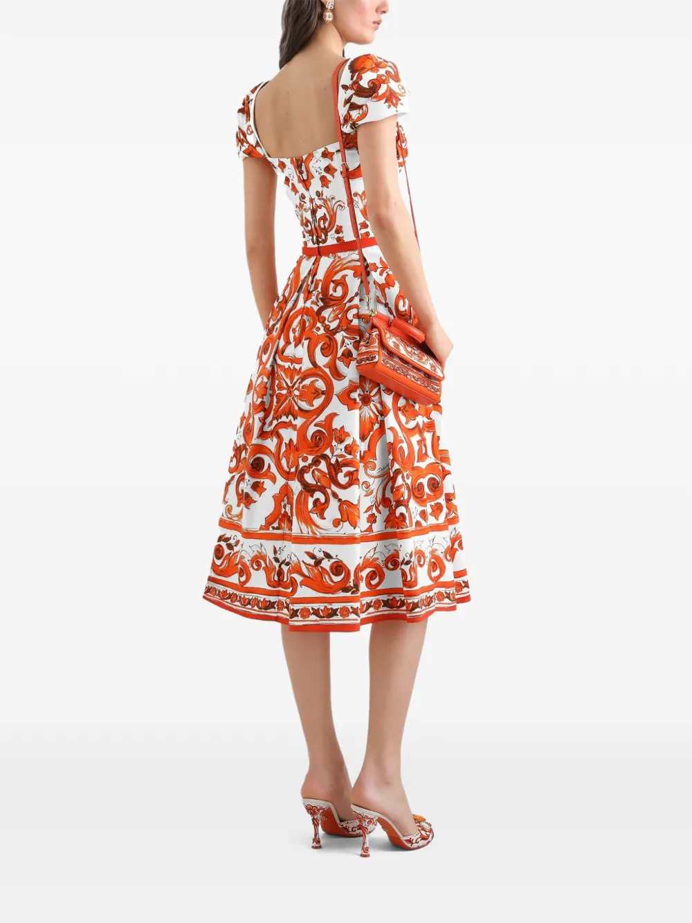 Dolce & Gabbana Women Poplin Dress With Majolica Print