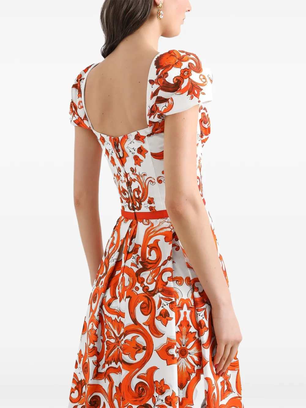 Dolce & Gabbana Women Poplin Dress With Majolica Print