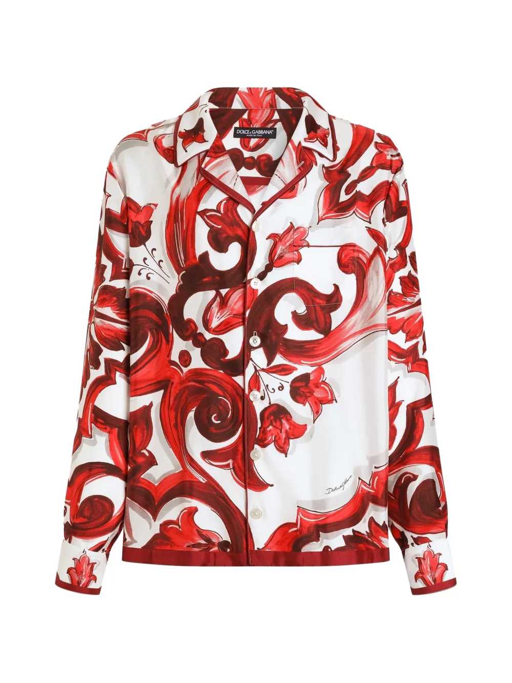 Dolce & Gabbana Men Vanity Twill Shirt With Majolica Print