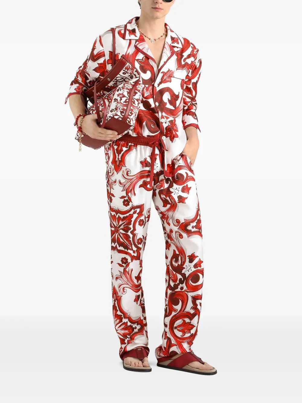 Dolce & Gabbana Men Vanity Twill Shirt With Majolica Print