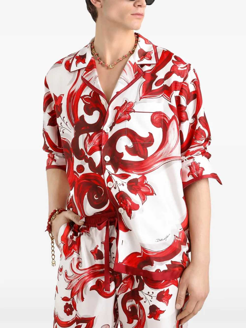Dolce & Gabbana Men Vanity Twill Shirt With Majolica Print