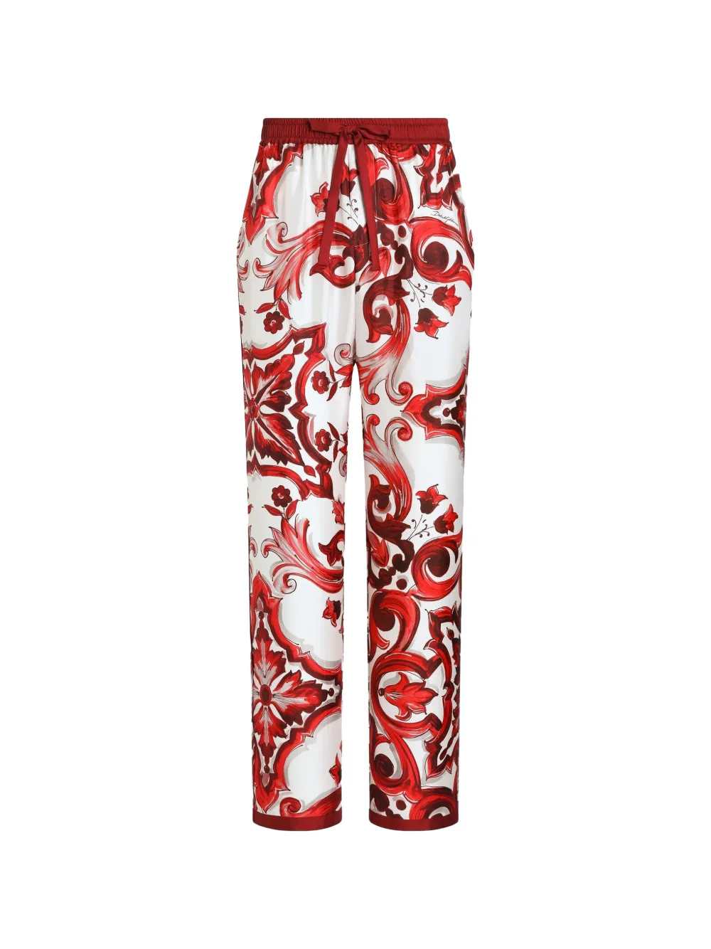 Dolce & Gabbana Men Twill Vanity Trousers With Majolica Print