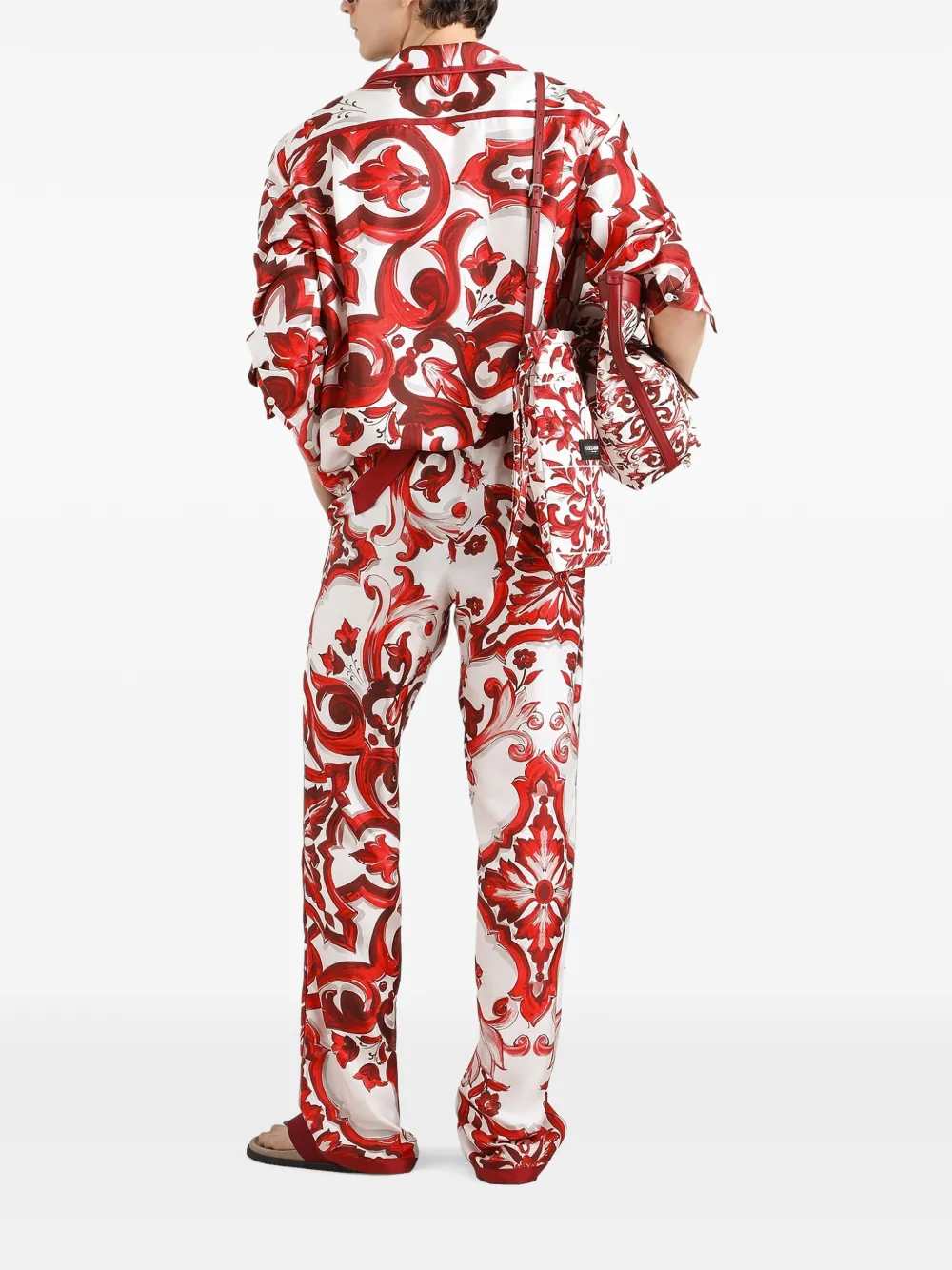 Dolce & Gabbana Men Twill Vanity Trousers With Majolica Print