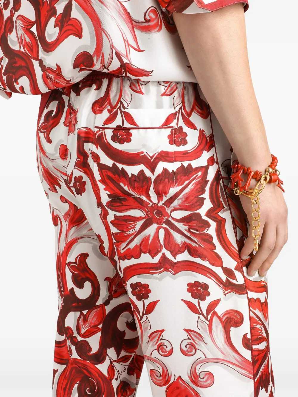 Dolce & Gabbana Men Twill Vanity Trousers With Majolica Print