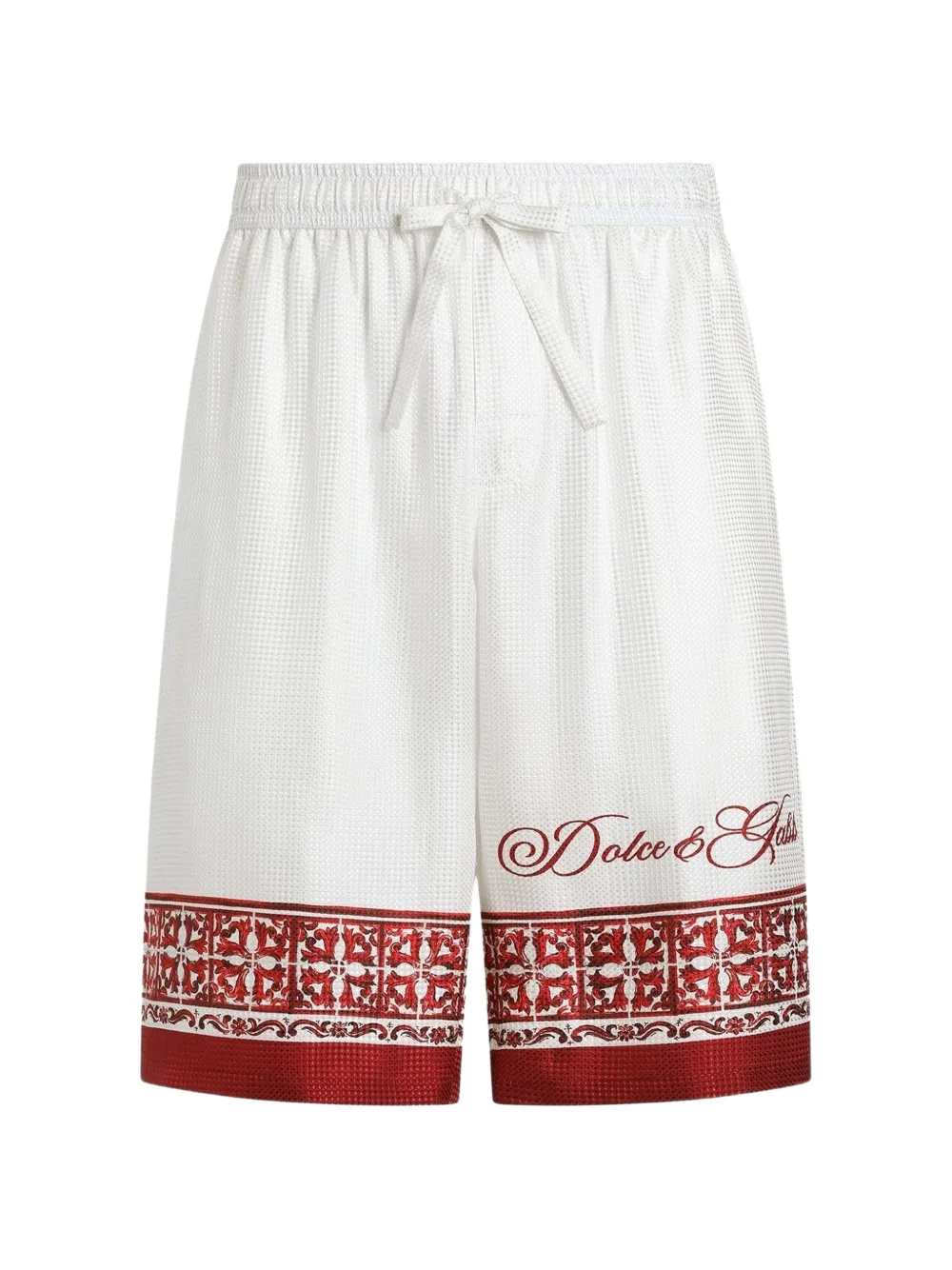Dolce & Gabbana Men Vanity Bermuda Shorts In Jacquard Twill With A Majolica Print