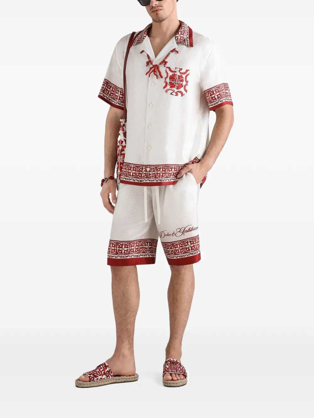 Dolce & Gabbana Men Vanity Bermuda Shorts In Jacquard Twill With A Majolica Print