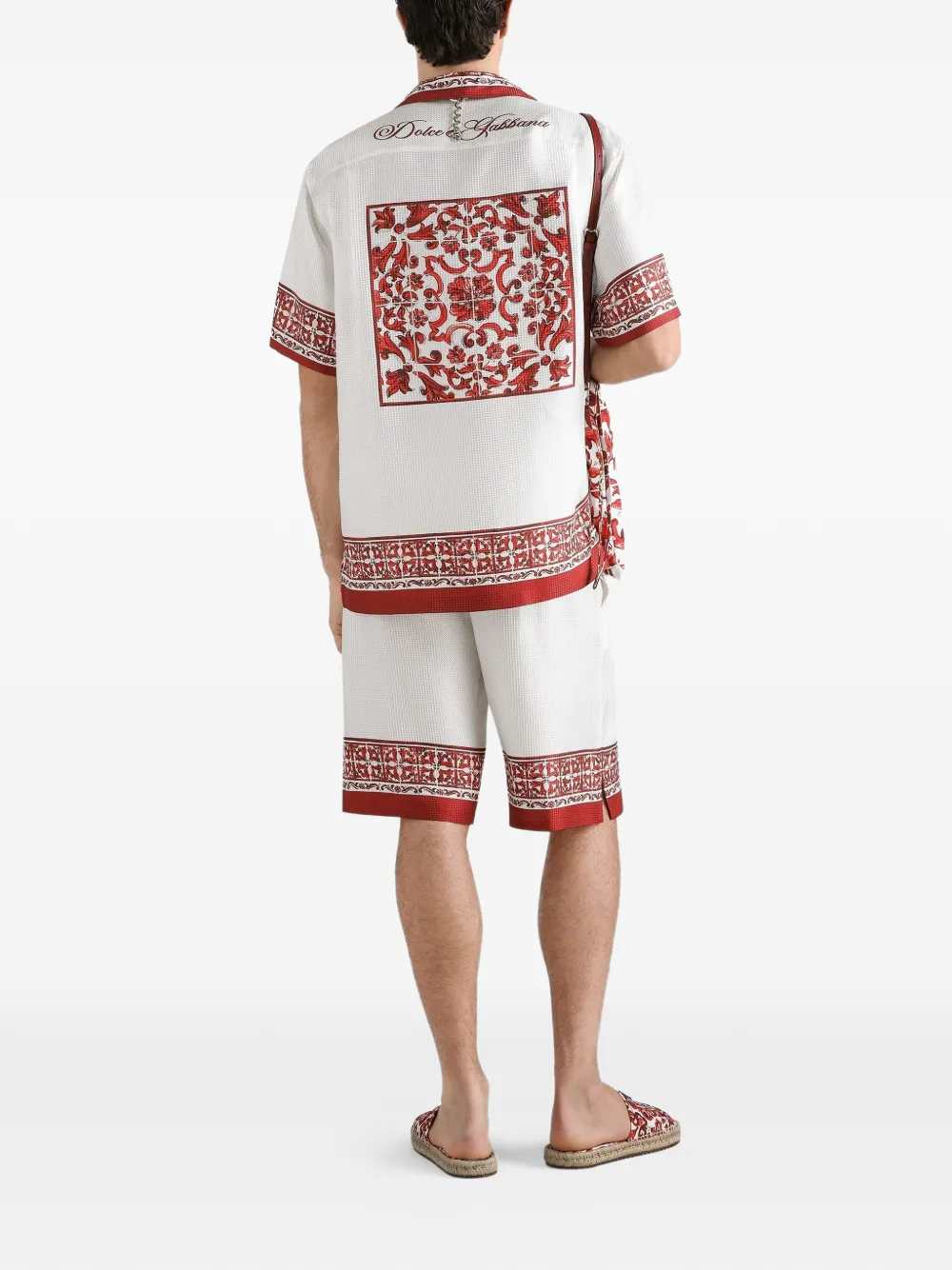 Dolce & Gabbana Men Vanity Bermuda Shorts In Jacquard Twill With A Majolica Print