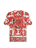Dolce & Gabbana Men Cotton T-Shirt With Majolica Print