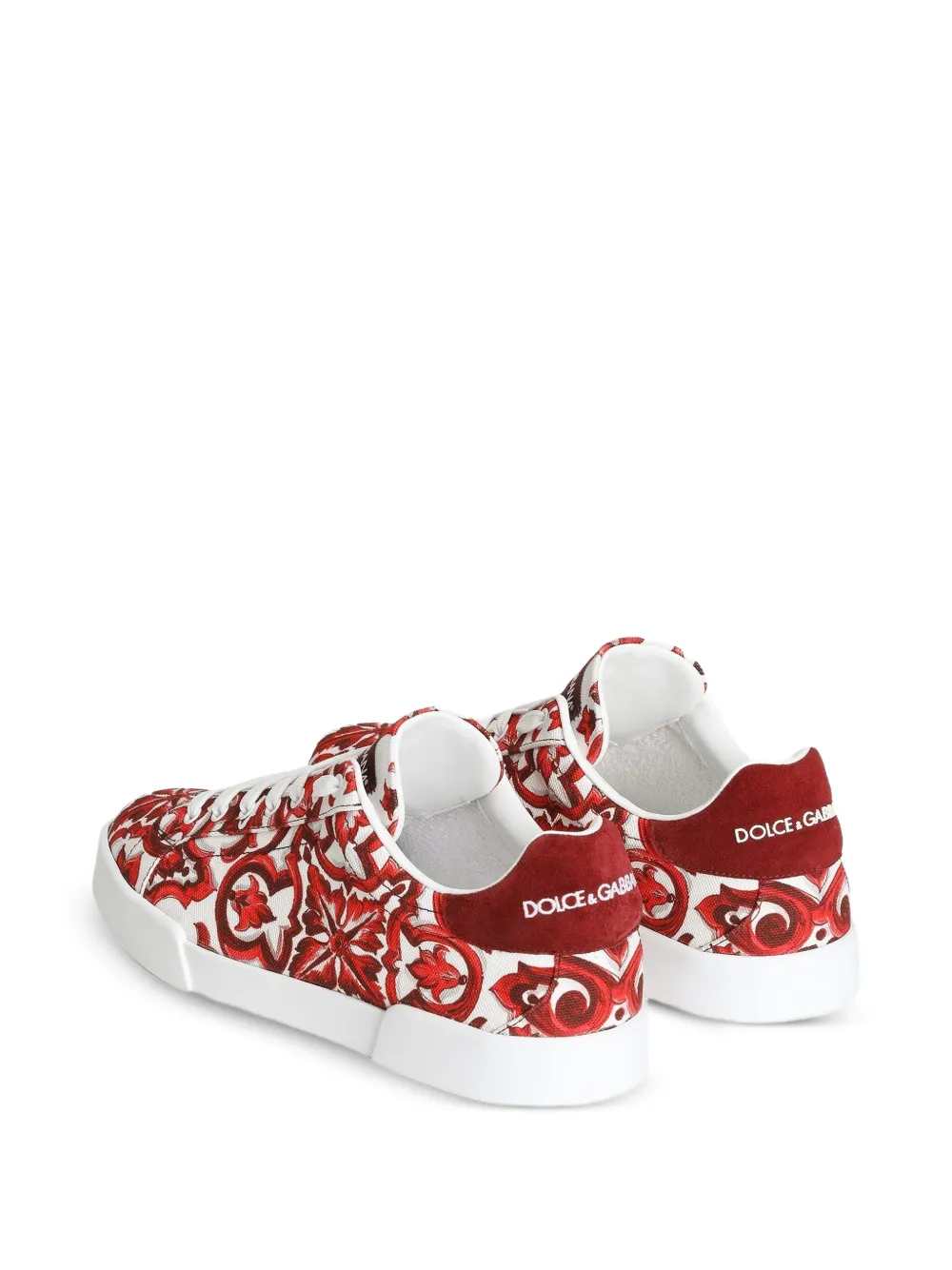 Dolce & Gabbana Men Portofino Canvas Sneakers With Majolica Print