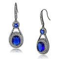 IP Light Black Stainless Steel Earrings with Synthetic Synthetic Glass in Sapphire