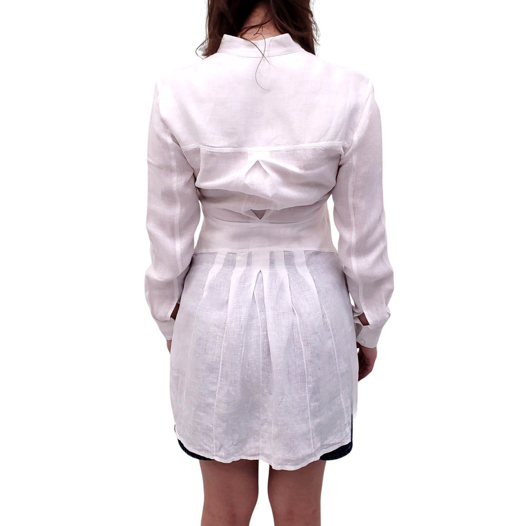 100% CAPRI WHITE LINEN BLOUSE - SIZE S