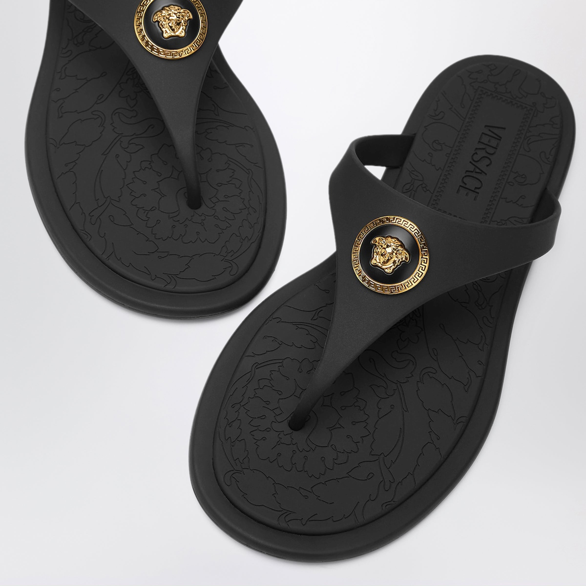 Versace Black Alia Rubber Sandals Women