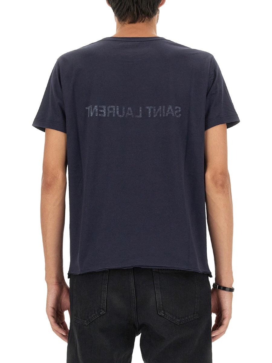Saint Laurent Men Inverted Logo T-Shirt