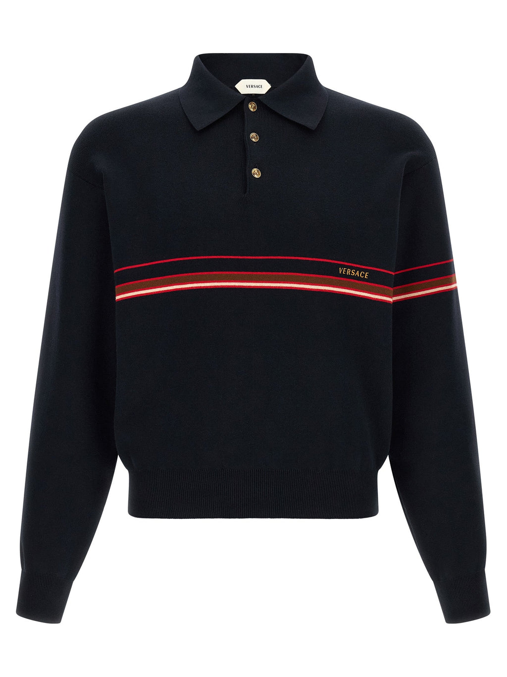 Versace Men Inlaid Striped Polo Shirt