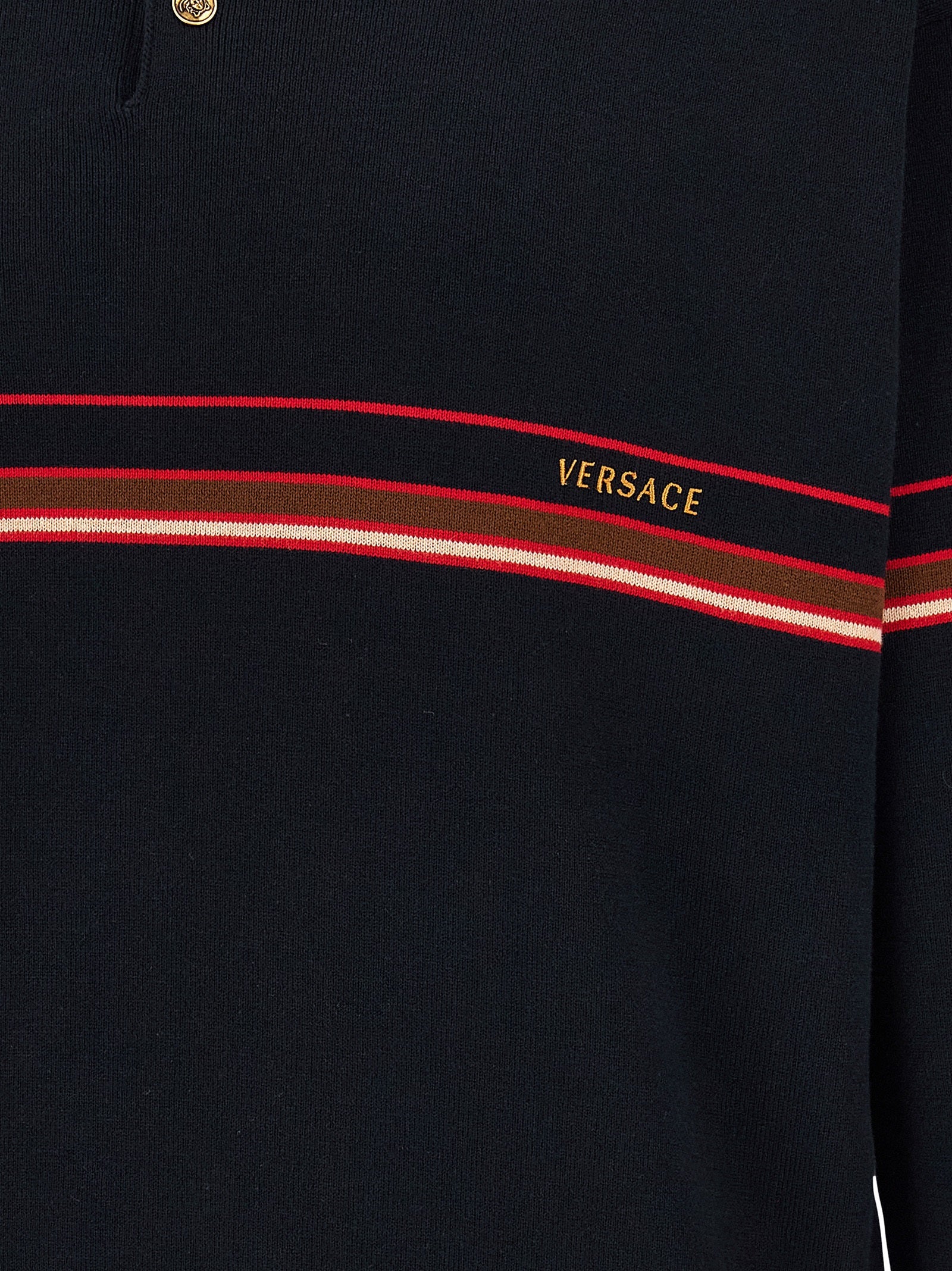 Versace Men Inlaid Striped Polo Shirt