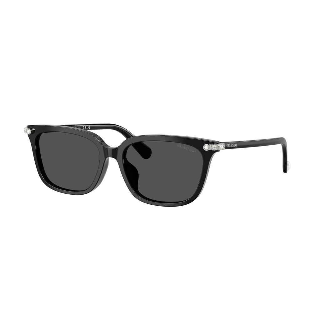 0Sk6064D Rectangular Black Acetate Sunglasses with Crystal-Embellished Hinges