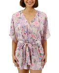 Sweetest Flowy Sleeves Romper In Purple Floral