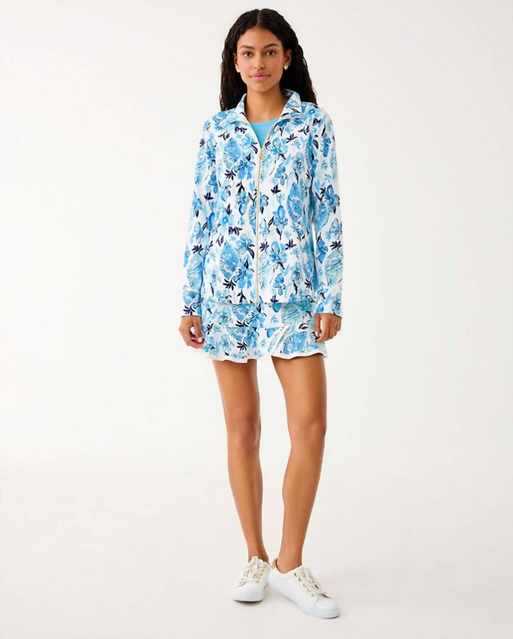 Leona Upf 50+ Zip-Up Jacket In Resort White Seashell Splendor