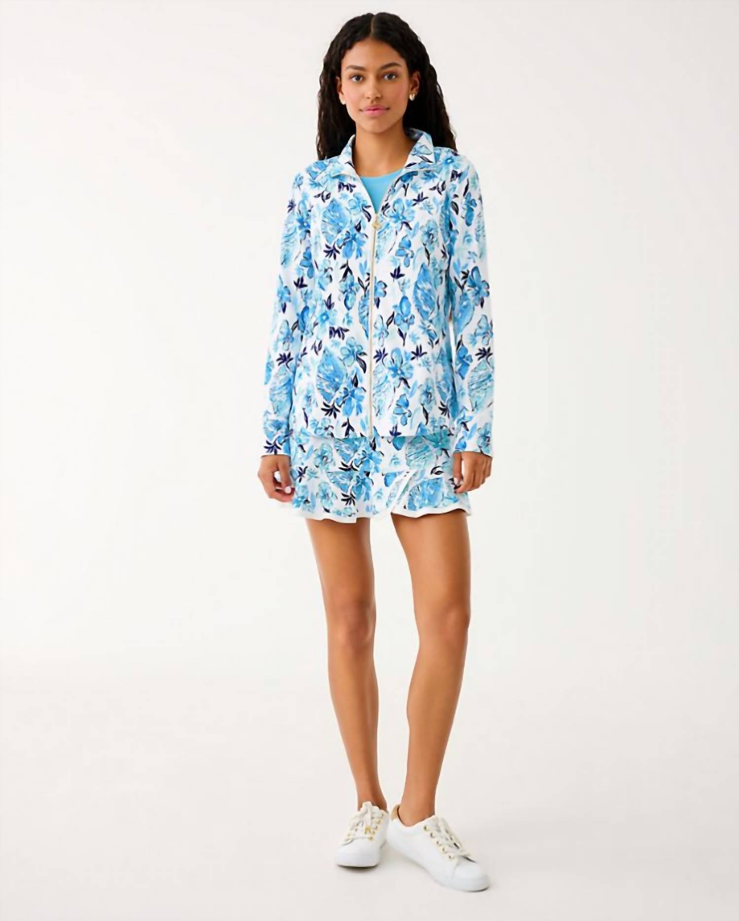 Leona Upf 50+ Zip-Up Jacket In Resort White Seashell Splendor