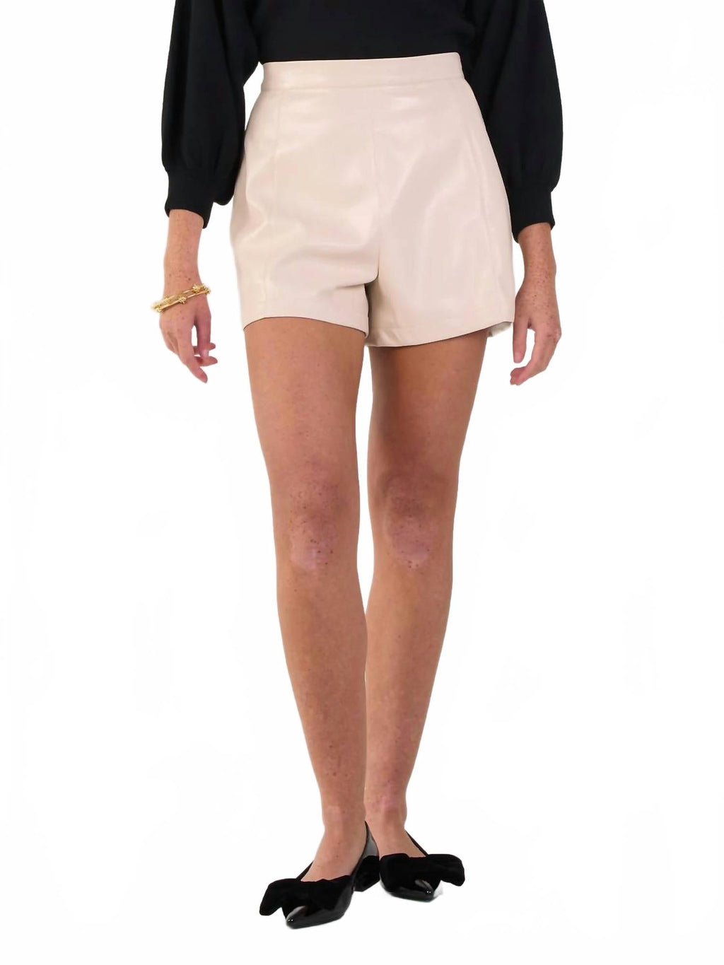 Tailored Vegan Leather Short In Sandshell