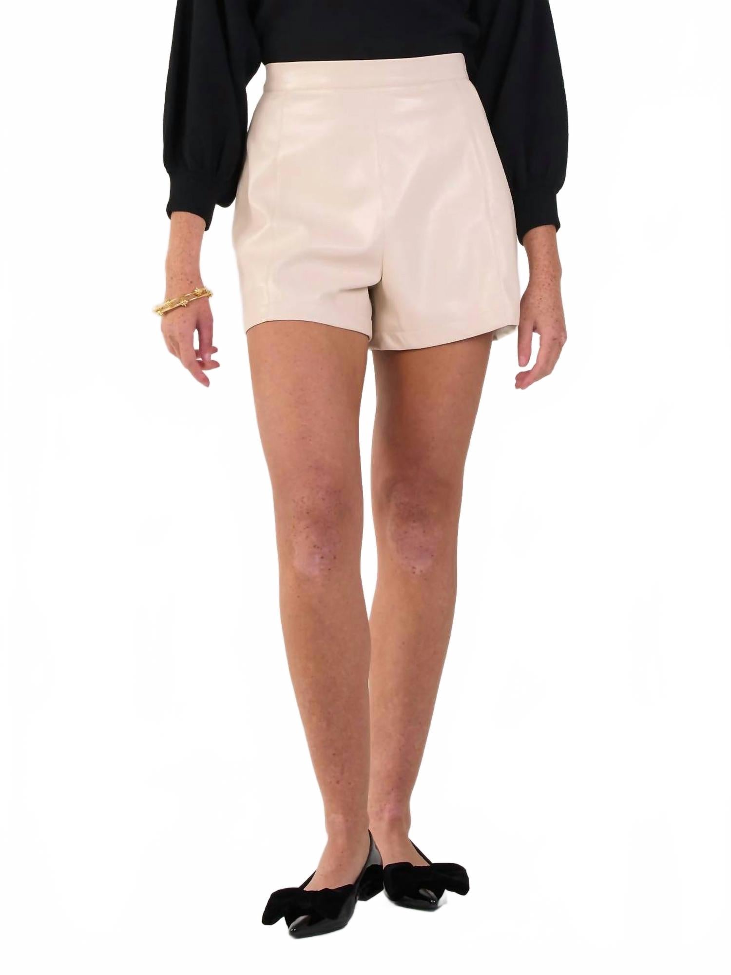 Tailored Vegan Leather Short In Sandshell