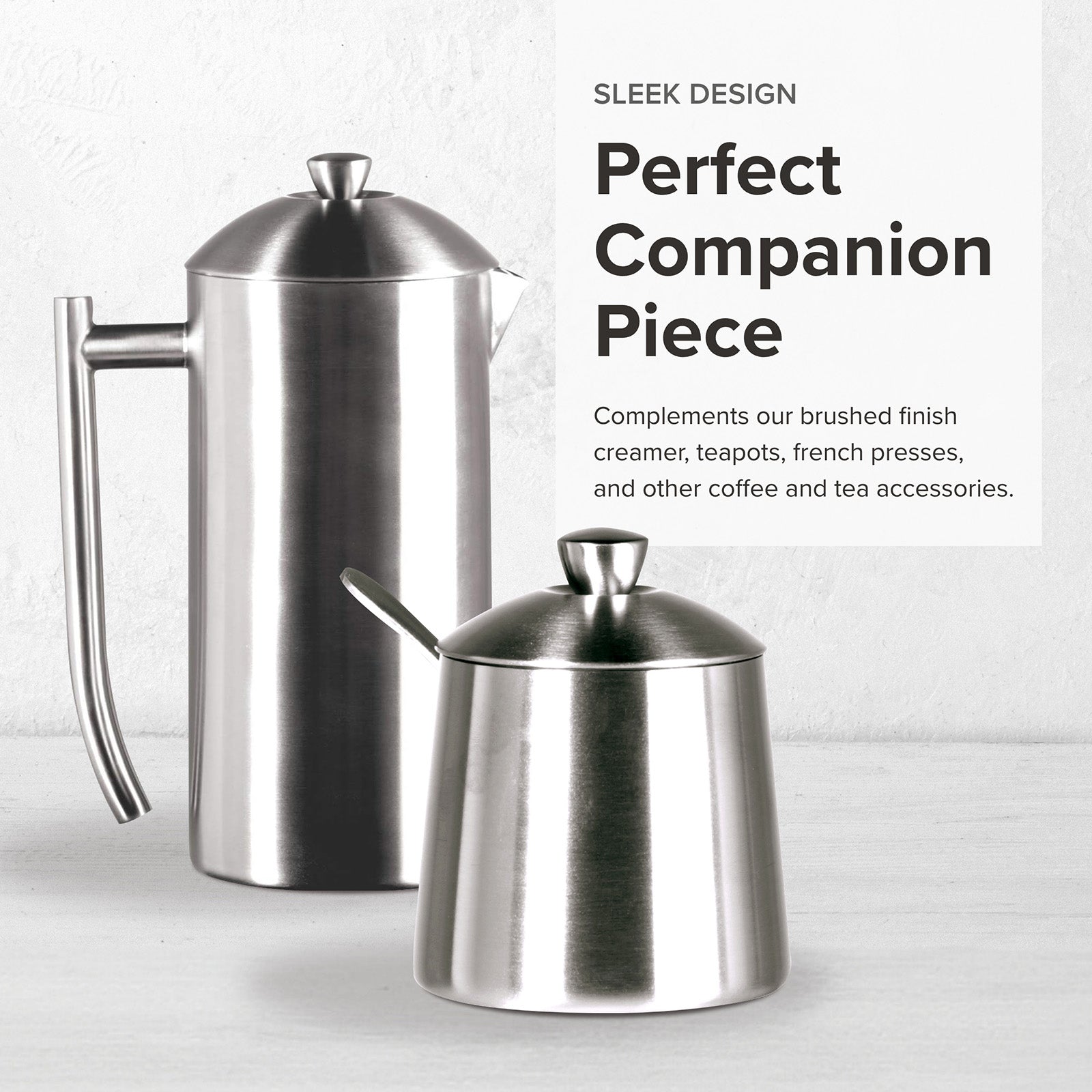 Frieling Sugar Bowl with Spoon, Brushed Stainless Steel Finish, 10-Ounce