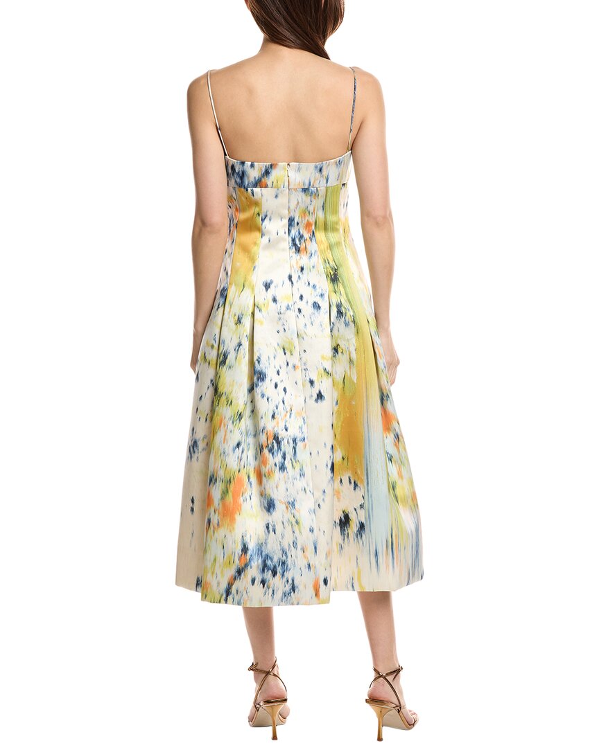 Oscar de la Renta Abstract Brushstroke Satin Silk-Lined Tank Dress