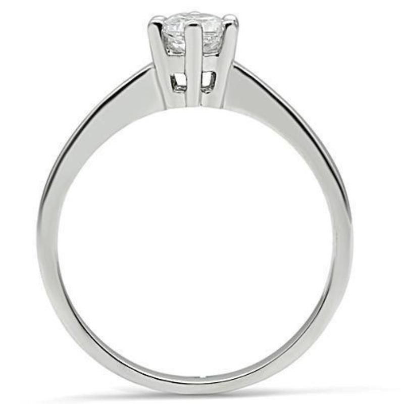 Rhodium Brass Ring with AAA Grade CZ in Clear