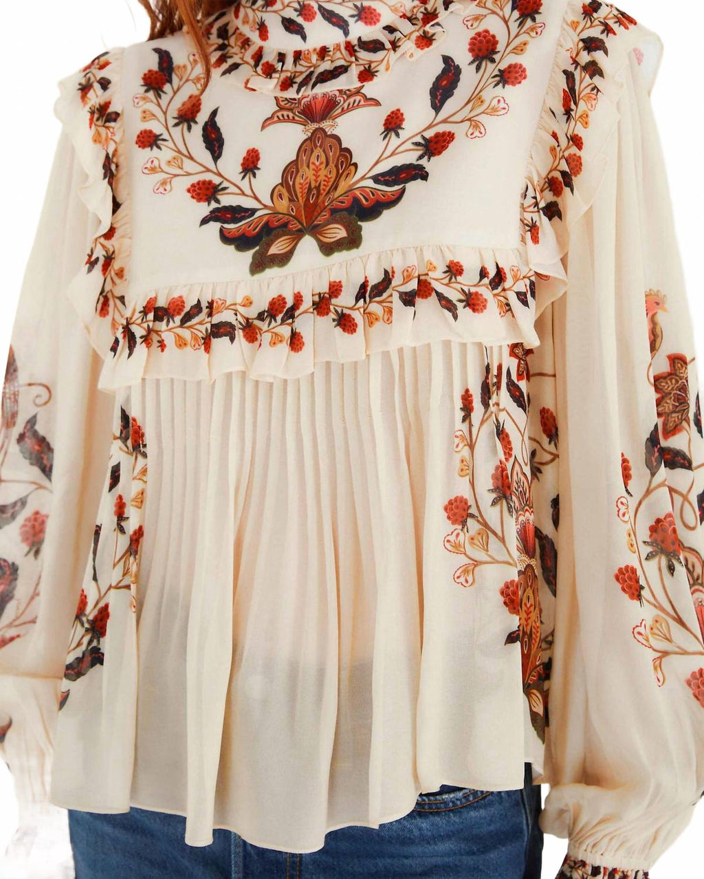 Berry Garden Long Sleeve Blouse In Cream