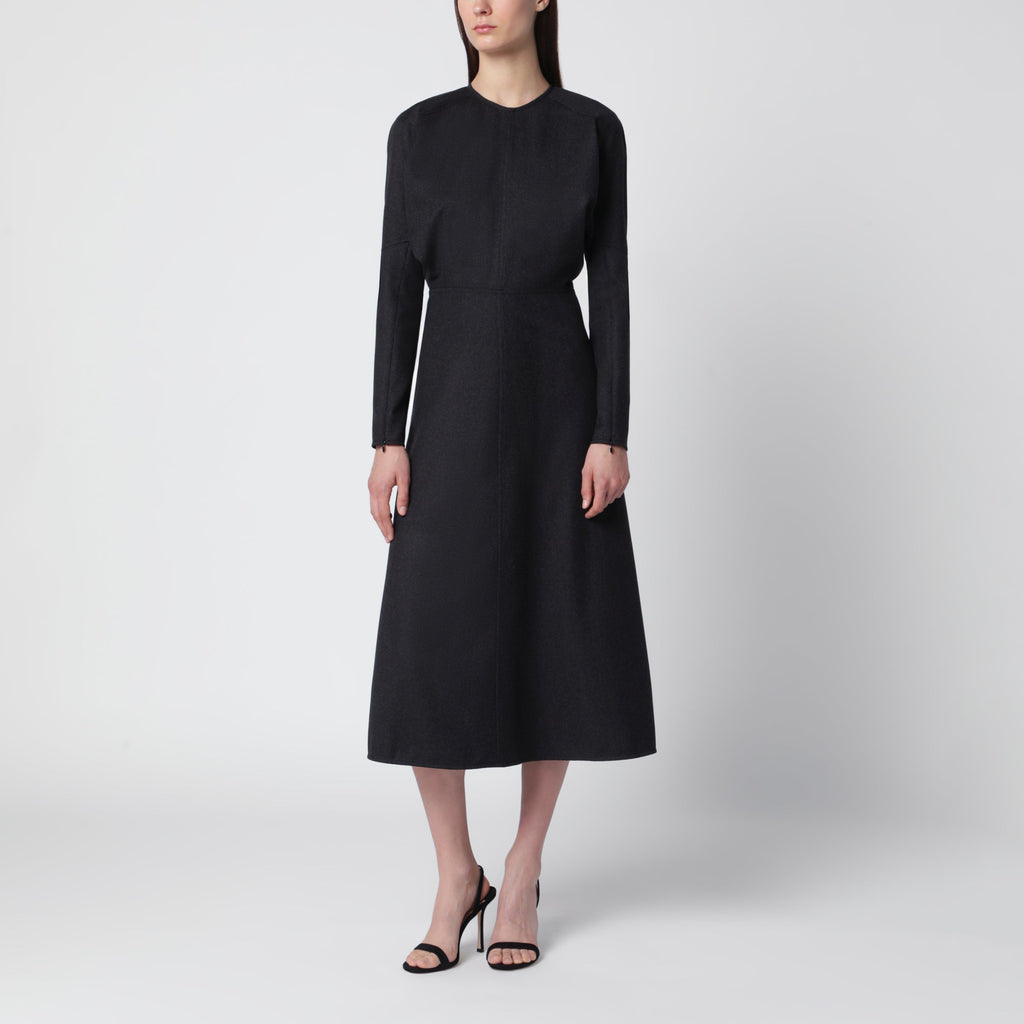 Victoria Beckham Doman Virgin Wool Dress In Dark Grey Melange Women