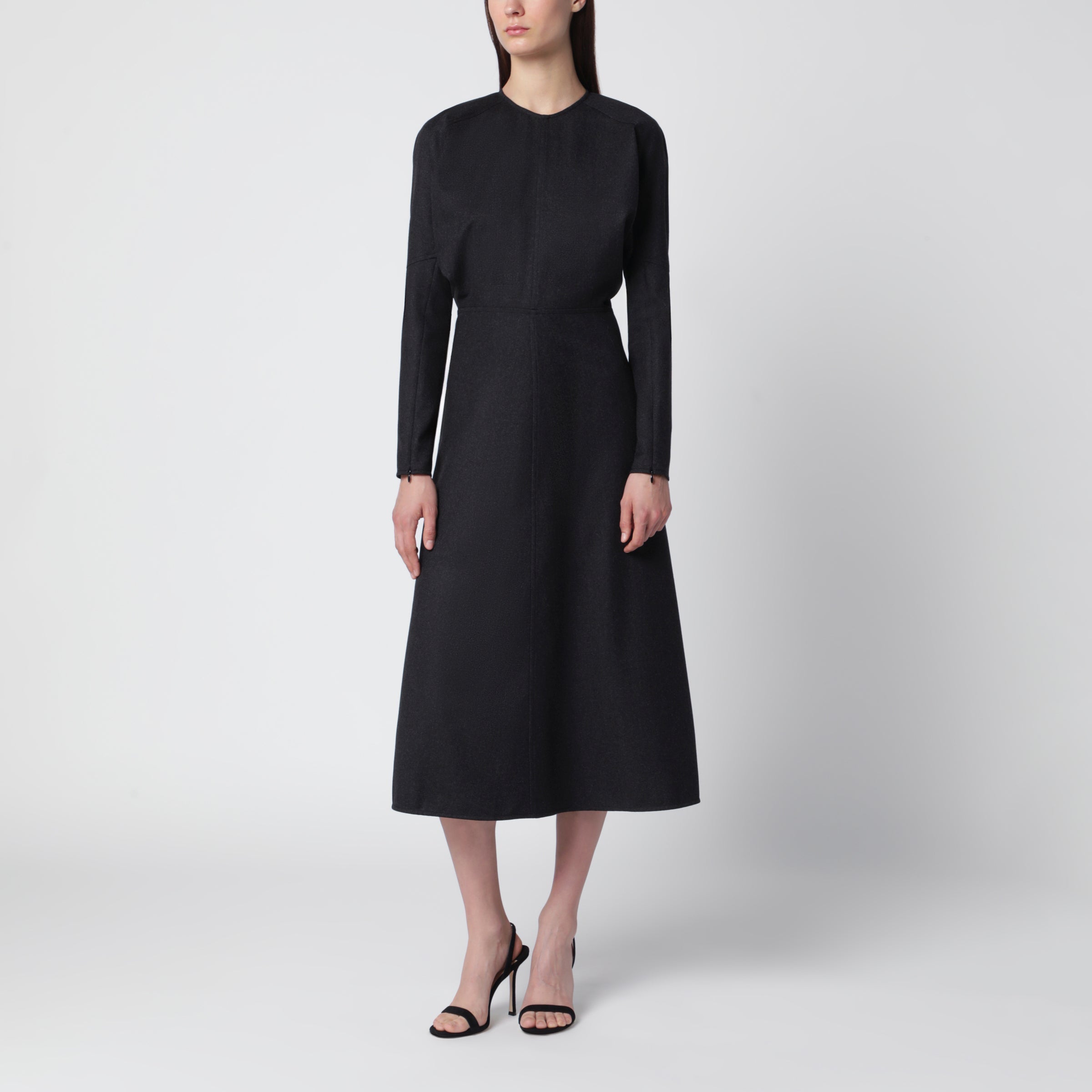 Victoria Beckham Doman Virgin Wool Dress In Dark Grey Melange Women