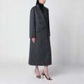 Victoria Beckham Double-Breasted Coat In Grey Melange Wool And Cashmere Women