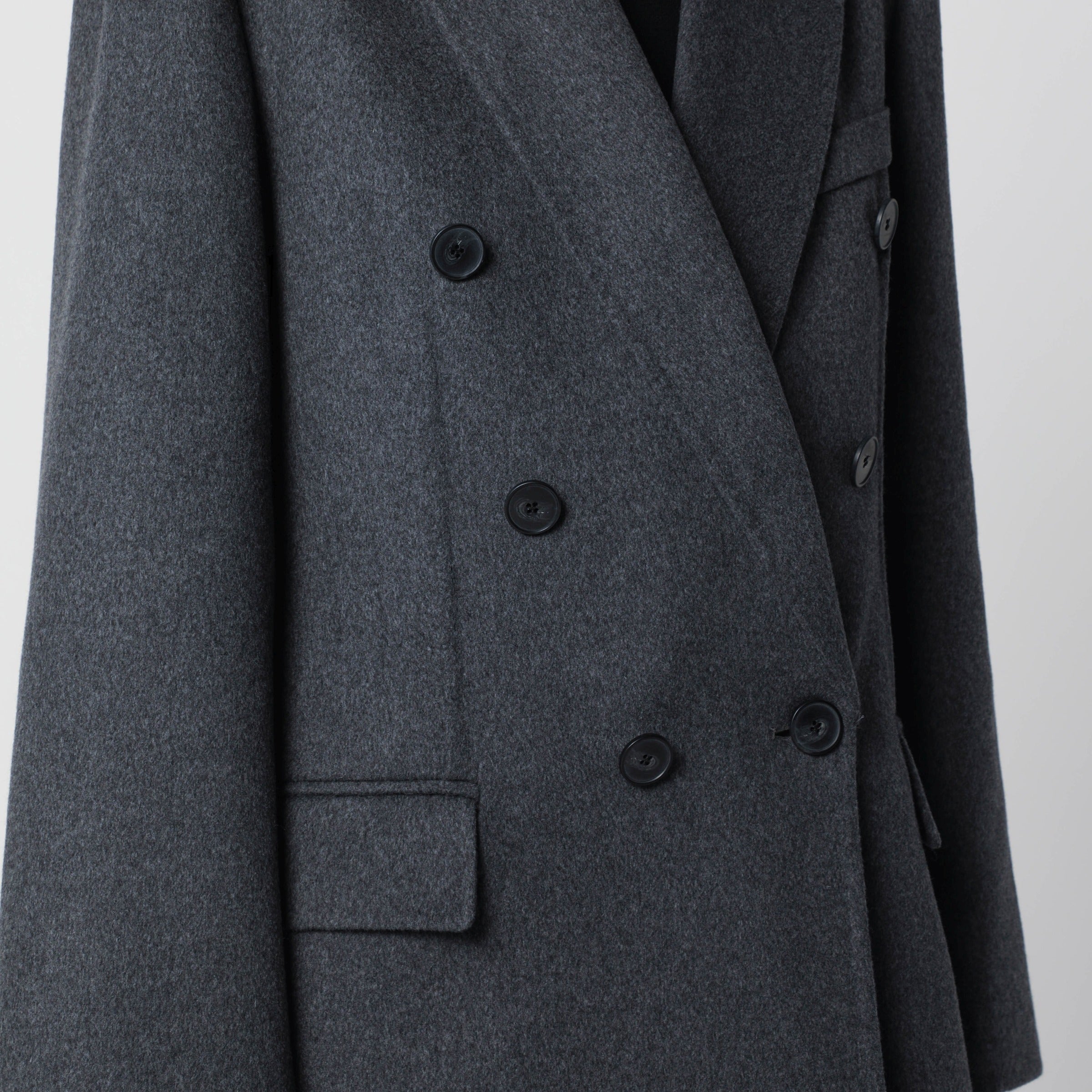 Victoria Beckham Double-Breasted Coat In Grey Melange Wool And Cashmere Women