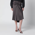 Victoria Beckham Bela Midi Skirt In Mineral Grey Crãªpe Satin Women