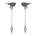 IP Gold+ IP Black (Ion Plating) Stainless Steel Earrings with Semi-Precious Opal in Aurora Borealis (Rainbow Effect)