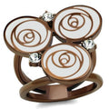 IP Coffee light Stainless Steel Ring with Top Grade Crystal in Clear