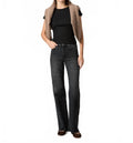 Anessa High Rise Wide Leg Jeans With Raw Hem In Viper Black Distressed