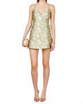 Jacquard A Line Mini Dress In Sage Petal