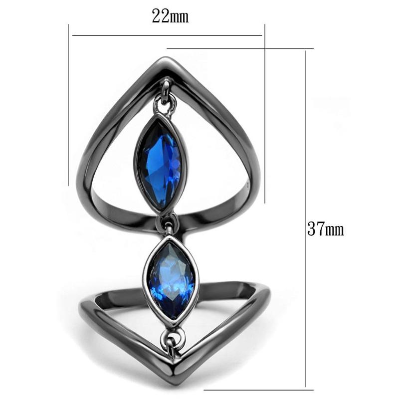 IP Light Black Stainless Steel Ring with Synthetic Spinel in London Blue
