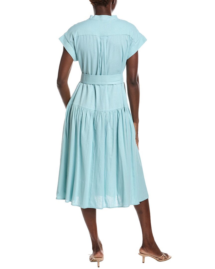 Gracia Embroidered Lace Bib Linen-Blend Midi Dress