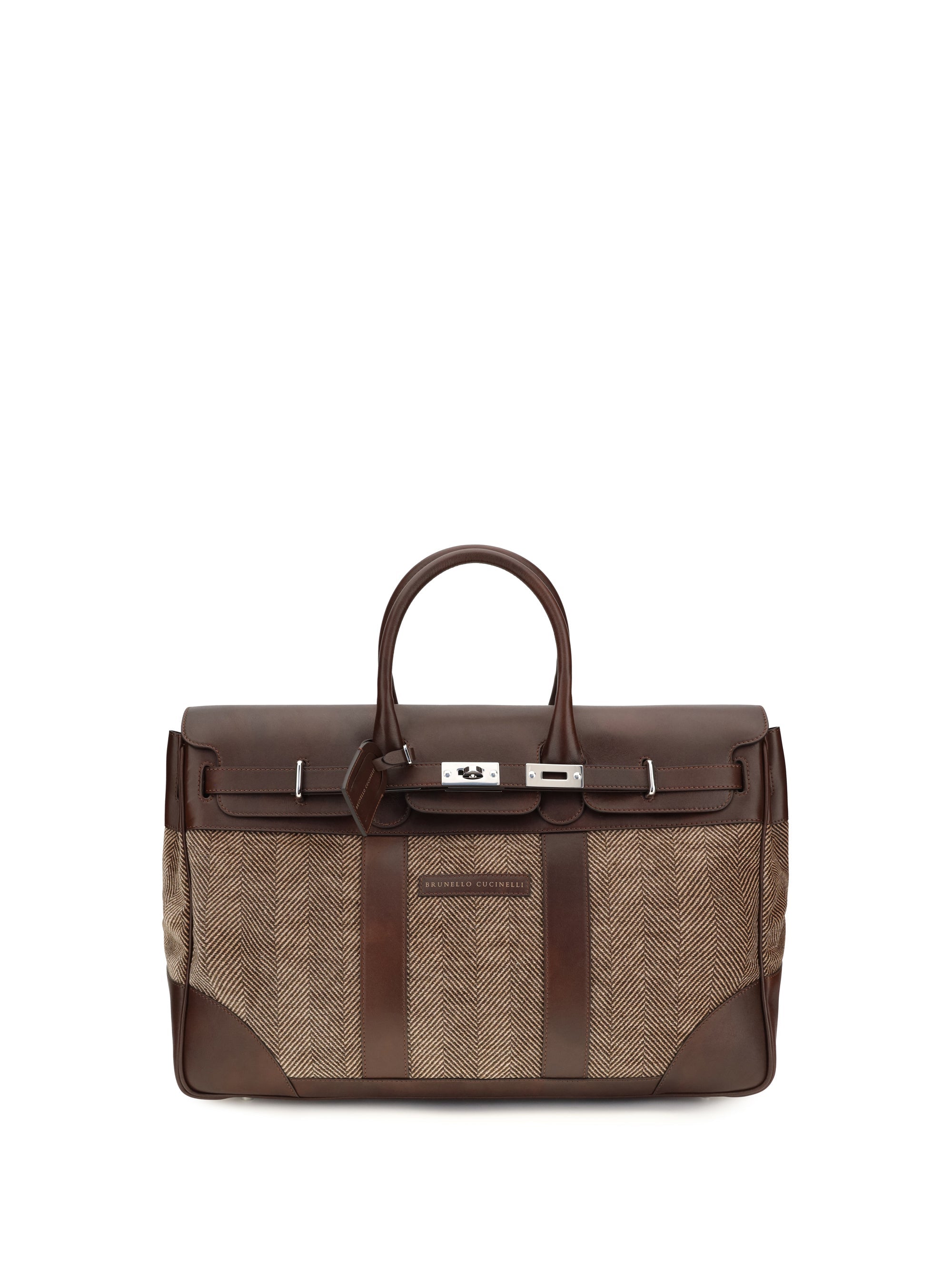 Brunello Cucinelli Men Travel Bag In Leather And Fabric