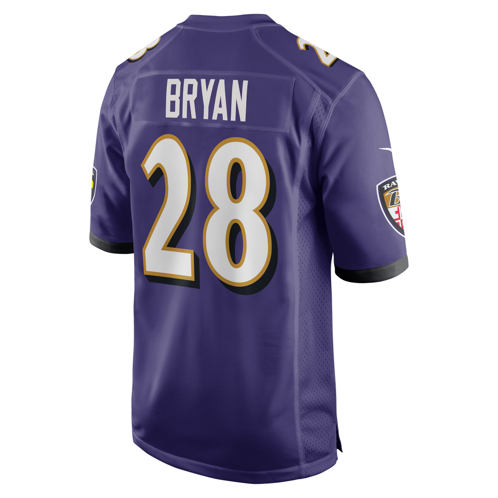 Baltimore Ravens Taven Bryan Purple Team Game Jersey