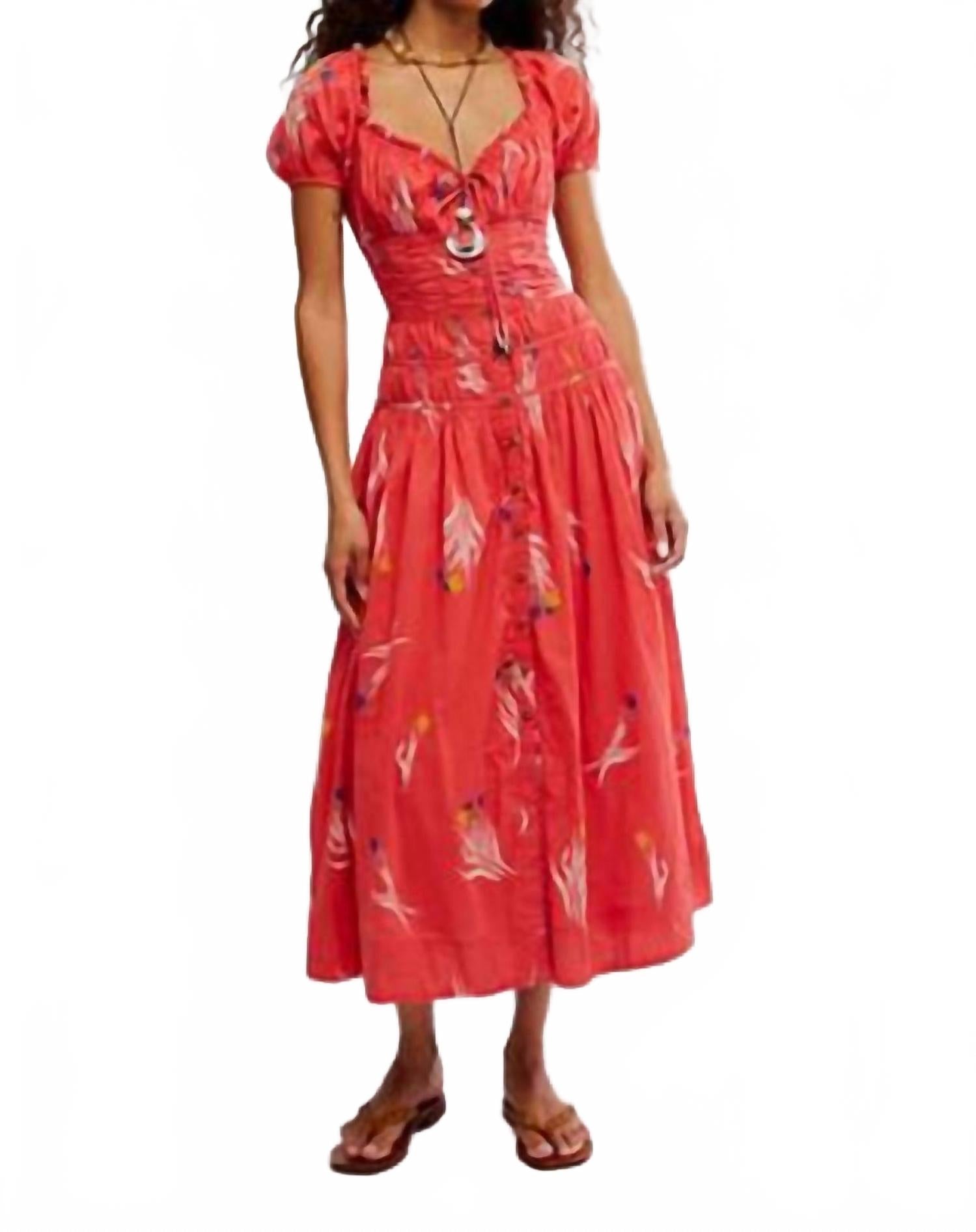 Complete Me Midi Dress In Coral Combo