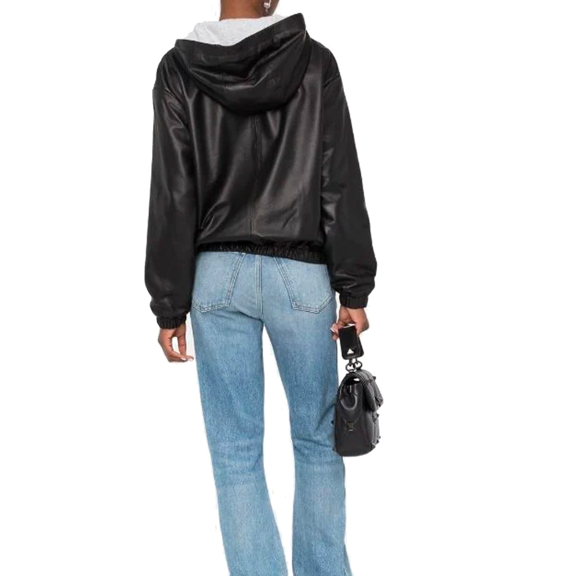 Saint Laurent Leather Hoodded Top Women