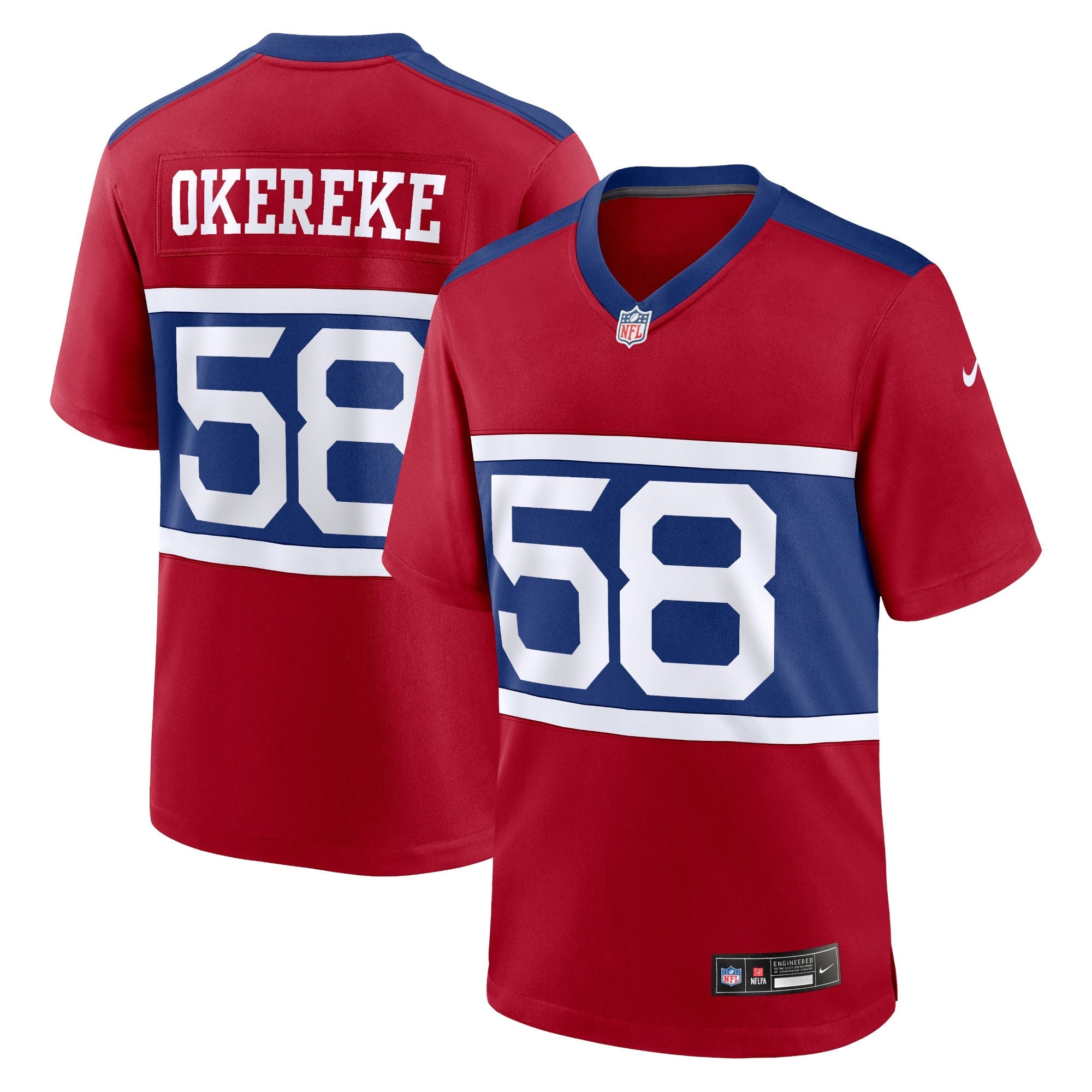 New York Giants Bobby Okereke Century Red Alternate Player Game Jersey