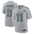 Men's Philadelphia Eagles A.J. Brown #11 Gray Super Bowl LVII Patch Atmosphere Fashion Game Jersey1