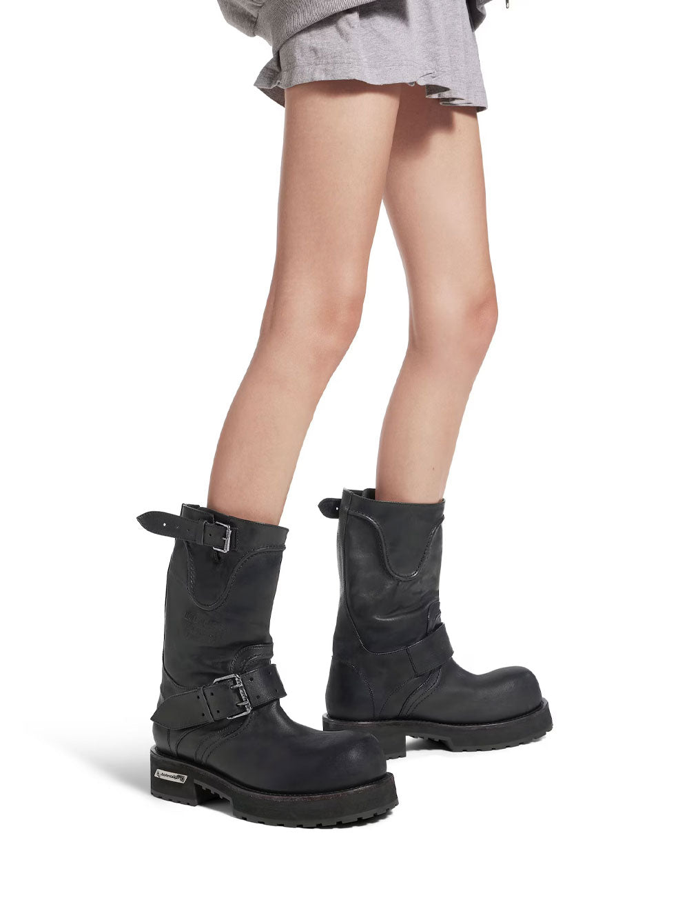 Balenciaga Women Venom Boots In Worn-Out Effect Leather