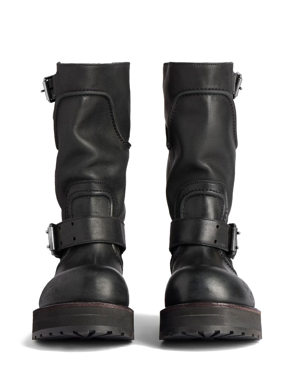 Balenciaga Women Venom Boots In Worn-Out Effect Leather