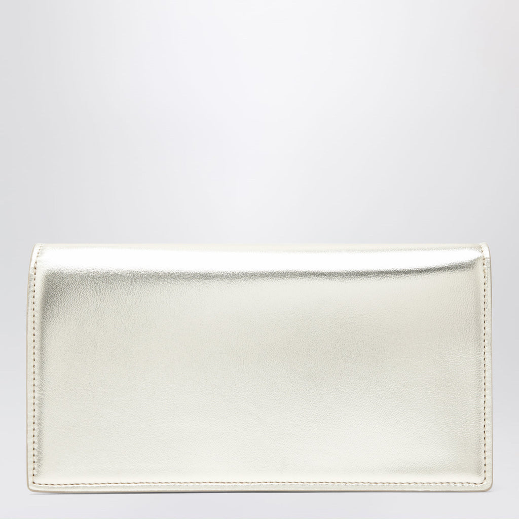 Christian Louboutin Platinum-Coloured Leather Clutch Bag With Chain Women